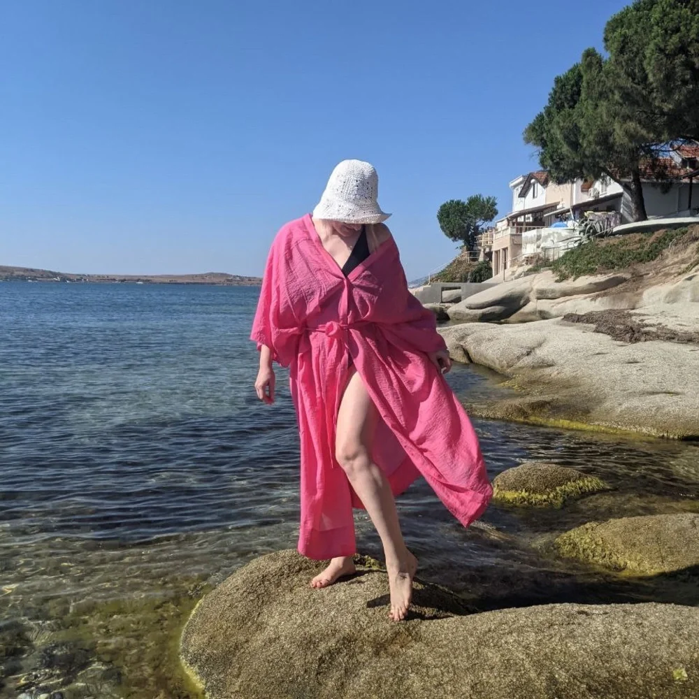 H&M lyocell-blend kaftan dress in cerise - Picture 11 of 13